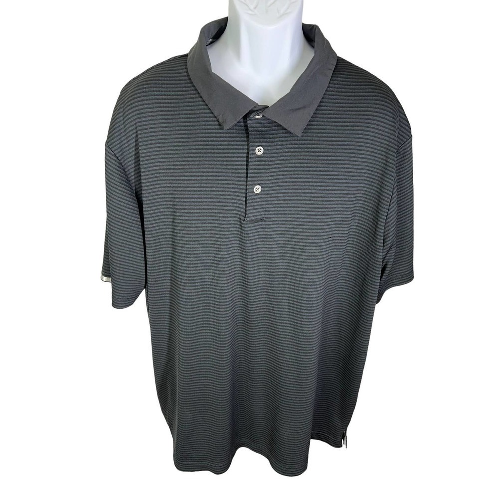 ADIDAS Climachill Black Striped Short Sleeve Polo Shirt Men's Size 3XL